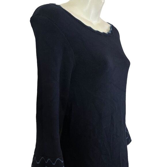 Dressbarn Barn Womens Navy Bell Sleeve Sweater Midi Dress Scalloped Neck sz S - Picture 4 of 16